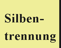 Schriftzug: Silben-trennung mit Zeilenumbruch nach dem Bindestrich und Balken am rechten Rand