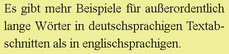 Text mit Silbentrennung im Blocksatz