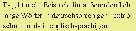 Linksbündiger Text mit Silbentrennung